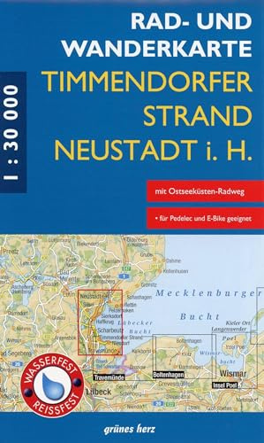 Rad- und Wanderkarte Timmendorfer Strand, Neustadt in Holstein: Mit Pelzerhaken, Rettin, Sierksdorf, Haffkrug, Scharbeutz, Niendorf, Süsel. Maßstab 1:30.000. Wasser- und reißfest.