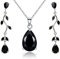 Crystalline Azuria Tropfenform Schmuck-Set mit Schwarz Zirkonia Kristalle Halskette Anhänger 45 cm Ohrringe 18 kt Weiß Vergoldet für Damen