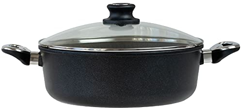 BAF Bratentopf mit Deckel Ø 28 cm - hoher Rand - großer runder Schmortopf beschichtet aus Aluminiumguss - ohne Induktion