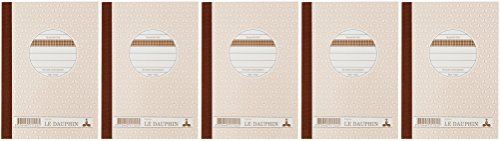 Le Dauphin - Réf. 1102D - Lot de 5 manifolds - papier autocopiant - quadrillés 5x5 - petits carreaux - duplicata - 50 feuilles - format 14,8 x 10,5 cm - couverture vernie