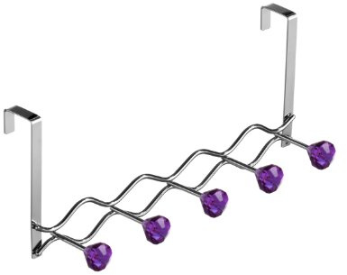Premier Housewares 509776 5 Diamante Hook Over Door Hanger - Purple