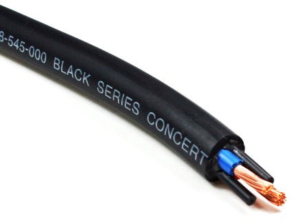 Van Damme Black Series Tour Grade 2 x 4.00mm Twin-Axial Speaker Cable, Black 268-545-000 1 Metre / 1M