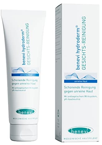 benevi hydroderm Gesichts-Reinigung 125 ml für unreine und zu Akne neigende Haut auch begleitend bei einer Akne-Therapie reinigt schonend und beseitigt zugleich effektiv den störenden Fettglanz