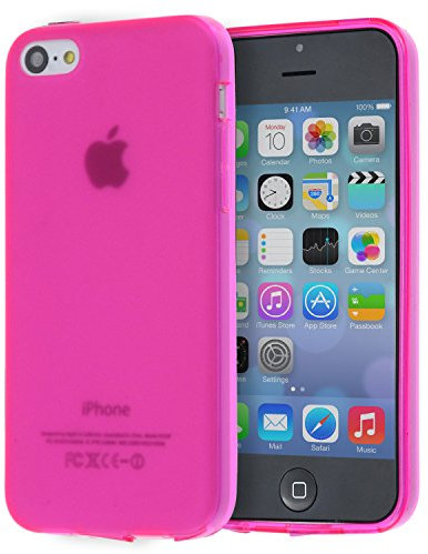 doupi PerfectFit Schutzhülle für iPhone 5C, Staubschutz eingebaut mit Staubstöpseln Matt Clear Design TPU Schutz Hülle Silikon Schale Bumper Case Schutzhülle Cover, pink