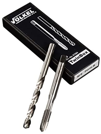 VÖLKEL Twinbox Set 2-teilig | Maschinengewindebohrer + Spiralbohrer | DIN 371 | M6 x 1.0 | HSS-E Gewindebohrer M6 | Gewindeschneider M6 | Für Durchgangslöcher | Form B