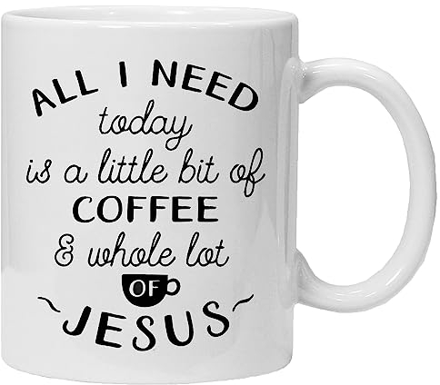 Acen Little Bit de café et Toute Lot de Jésus Tasse en céramique, Blanc, 11 oz