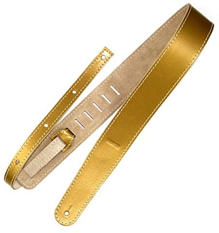 Richter Leder Metallic Gold - Handgearbeiteter Gitarrengurt
