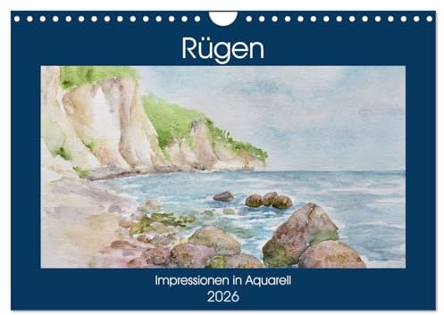 Rügen Impressionen in Aquarell (Wandkalender 2026 DIN A4 quer), CALVENDO Monatskalender: Rügen, Deutschlands größte Insel mit faszinierender Natur und malerischen Landschaften. (CALVENDO Kunst)