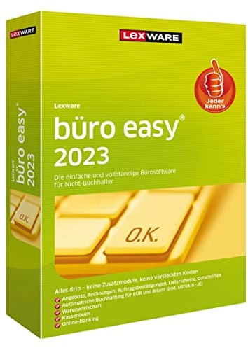 Lexware büro easy 2023 | Minibox (365 Tage) | Bürosoftware mit Basisfunktionen, Kassenbuch, Warenwirtschaft u.w.