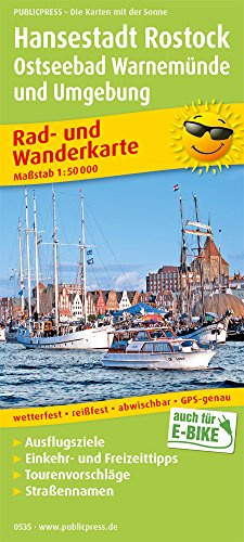 Hansestadt Rostock, Ostseebad Warnemünde: Rad- und Wanderkarte mit Ausflugszielen, Einkehr- & Freizeittipps, wetterfest, reissfest, abwischbar, GPS-genau. 1:50000 (Rad- und Wanderkarte: RuWK)
