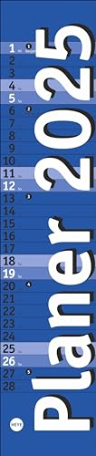 Langplaner mini, blau 2025: Praktischer Streifenkalender fürs Büro. Kleiner Wandkalender mit genug Platz für Eintragungen. Terminkalender 2025. 7 x 33 cm (Bürokalender Heye)