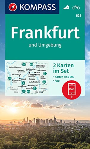 KOMPASS Wanderkarten-Set 828 Frankfurt u.Umgebung (2 Karten) 1:50.000: inklusive Karte zur offline Verwendung in der KOMPASS-App. Fahrradfahren.