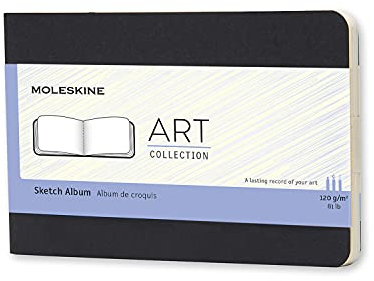 Moleskine Art Collection Skizzenbuch (Zeichenblock mit Hardcover, Papier geeignet für Stifte, Bleistifte und Zeichenkohle, Taschenformat 9 x 14 cm, 72 Seiten) schwarz