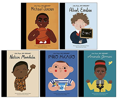 Little People Big Dreams Series 15 Collection Books Set Book 71 To 75 (Michael Jordan, Albert Einstein, Nelson Mandela, Pablo Picasso, Amanda Gorman)