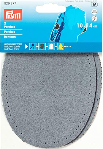 Faux suede patches, 14 x 10 cm, jeansblau, 2 Stück