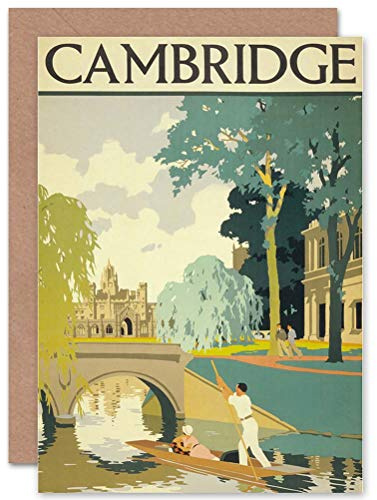Wee Blue Coo TRAVEL TOURISM CAMBRIDGE ENGLAND CAM PUNT BRIDGE BLANK GREETINGS CARD