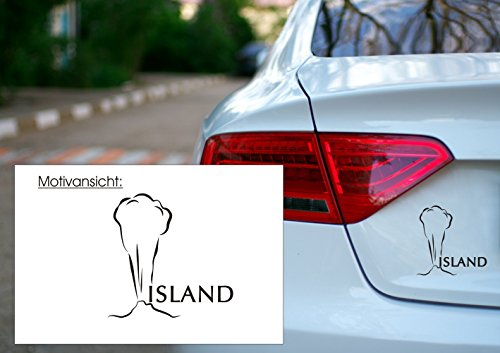 blattwerk-design Autoaufkleber - Island Geysir Iceland (450 mm x 450 mm, M090 Silber)