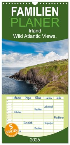 Familienplaner 2026 - Irland. Wild Atlantic Views. mit 5 Spalten (Wandkalender, 21 cm x 45 cm), CALVENDO: An der Westküste Irlands (CALVENDO Natur)