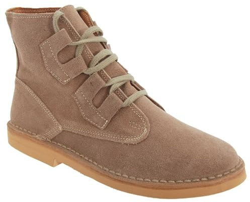 Roamers Mens Taupe Leather Suede Ghillie Tie Desert Boots