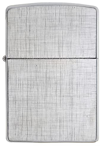 Zippo Linen Weave, Accendino Antivento Ricaricabile, Realizzato in Metallo con Caratteristico Click, Made in USA, Ottima Idea Regalo, Ottone, Cromato, 5.70 x 3.70 x 1.20 cm
