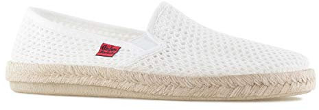Andrés Machado - Slipper für Damen und Herren – AM500 - Mokassins für den Sommer – Unisex Hausschuhe – Espadrilles aus Leinen mit Rutschfester Gummisohle und Jute – Netz Weiß, EU 46