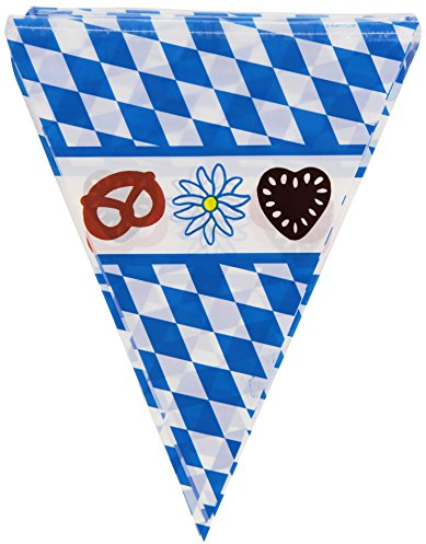 Wimpel: Wimpelkette, Bayernwimpel mit Oktoberfestmotiv, 2,70 Meter x 22 cm