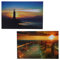 Mendler 2er-Set LED-Bild Leinwandbild Leuchtbild Wandbild 40x60cm, Timer - Sea