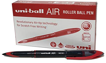 uni-ball 190496000 UB-188-Micro Air Kugelschreiber, rote Super-Tinte, fälschungssicher, Füllfederspitze, 12 Stück