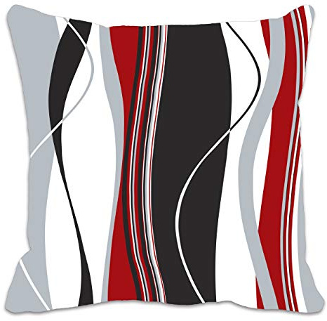 Art color Red Black White Grey Vertical Wave Stripes Cushion Cover for Living Room Sofa
