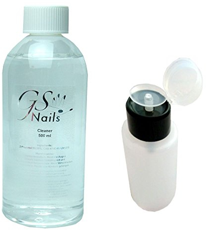 GS-Nails Nagel-Cleaner - 500ml klar + Dispenser - Reinigungsflüssigkeit zum Reinigen & Entfetten der Naturnägel - ISO kosmetisch - Cleanser ohne Duftstoffe & Farbstoffe