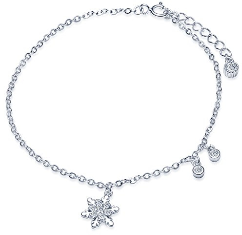 Unendlich U Klassisch Schneeflocke Damen Armband 925 Sterling Silber Zirkonia Armkette Verstellbar Charm Armkettchen Armreif, Silber