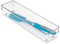 iDesign Schubladen Organizer, langer Schubladeneinsatz aus Kunststoff, Besteckkasten für Schubladen in Küche, Bad und Büro, durchsichtig, 8 cm x 32,5 cm x 5 cm