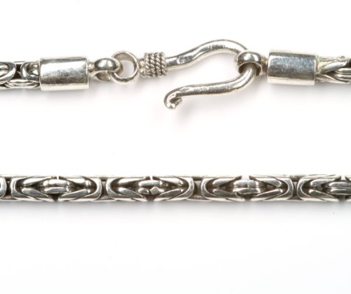 Drachensilber Silber Königskette 3mm stark, 45cm lang, rund aus 925 Sterlingsilber gefertigt, Halskette Silberkette