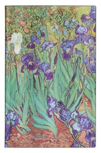 Paperblanks 12 Monate Softcover Flexis-Kalender 2024 Van Goghs Schwertlilien | Horizontal | Maxi (135 × 210 mm)