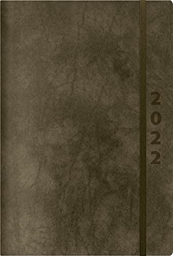 ReLeather Daily anthrazit 2022: Terminplaner groß. DIN A5 Termin-kalender mit Vintage-leder und Tageskalendarium.