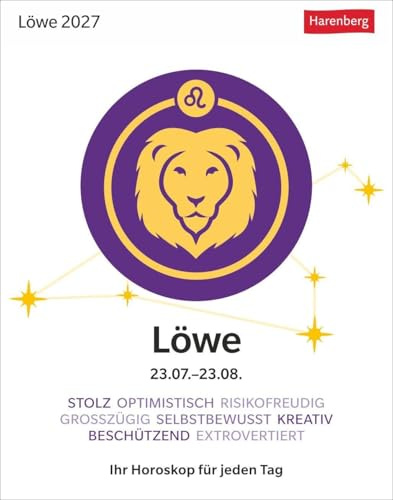Löwe Sternzeichenkalender 2027 - Tagesabreißkalender - Ihr Horoskop für jeden Tag: Tischkalender 2027 mit täglichem Horoskop. Kleiner Kalender mit täglichem Blick in die Sterne