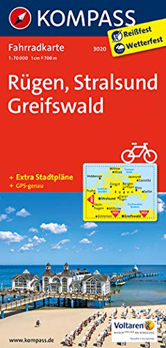KOMPASS Fahrradkarte Rügen - Stralsund - Greifswald: Fahrradkarte. GPS-genau. 1:70000