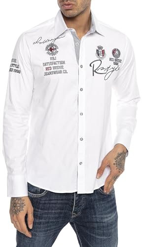 Redbridge R-2130 Camisa Regular Fit de Manga Larga para Hombre, Blanco, XX-Large