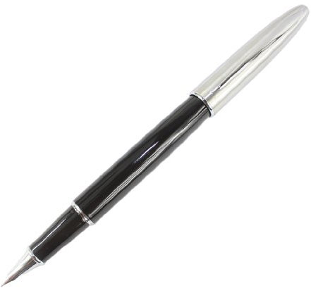 Gullor 095 Hidden Medium Nib Fountain Pen with Silver Cap - Black
