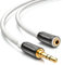 deleyCON 2m Stereo Audio Verlängerungskabel - 3,5mm Klinke Buchse zu Stecker - aux Kabel mit Metallstecker - Weiß
