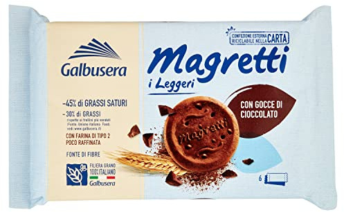 3x Galbusera Magretti i Leggeri, Kekse mit Schokoladentropfen, biscuits cookies, 260g + Italian Gourmet polpa 400g