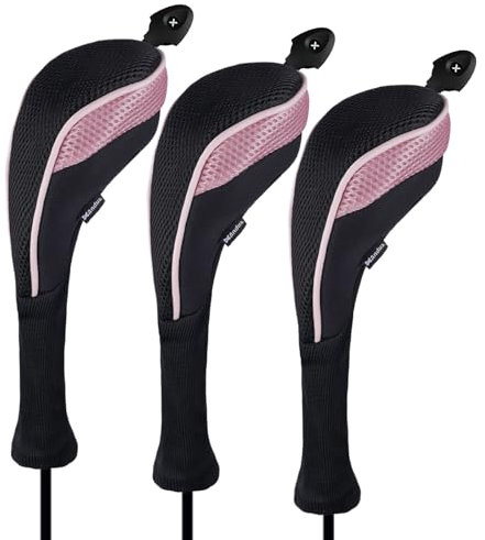 Andux Lot de 3 Couvre-Clubs Hybrides Longs avec numéros Cadran CTMT-01, Rose