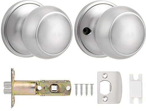 Probrico Brushed Nickel Passage Door Knobs, Interior Door Knobs, Keyless Door Knobs for Hallway, 1 Pack
