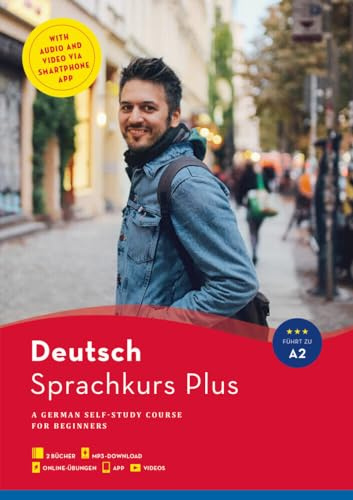 Hueber Sprachkurs Plus Deutsch A1/A2, Englische Ausgabe: A German Self-Study Course for Beginners / Buch mit Begleitbuch, Online-Übungen, MP3-Download und App
