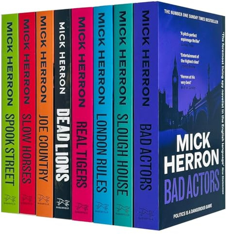 Mick Herron 8 Books Collection Set (Spook Street, London Rules, Joe Country, Slow Horses, Dead Lions, Real Tiger, Slough House & Bad Actors)