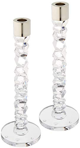 Orrefors Carat Kerzenständer aus Kristall und Messing, 29,5 cm, 2 Stück, High