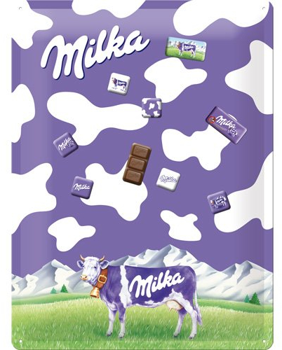 Nostalgic-Art 25011 Traditionsmarken - Milka, Magnettafel 30x40 cm inkl. 9 Magneten