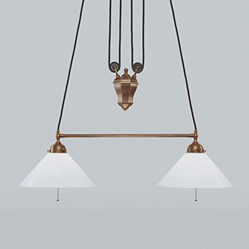 Hängeleuchte Jugendstil E27 bis zu 60 Watt 230V Deutsches Qualitätsprodukt aus Messing Wohnzimmer Esszimmer Lampe Leuchte Beleuchtung