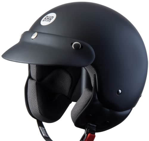 BHR Demi-Jet Helm 803 Simply, Praktischer Rollerhelm mit ECE-Zulassung, Motorrad-Jet-Helm mit abnehmbarem Gesichtspolster, Mattschwarz, XL