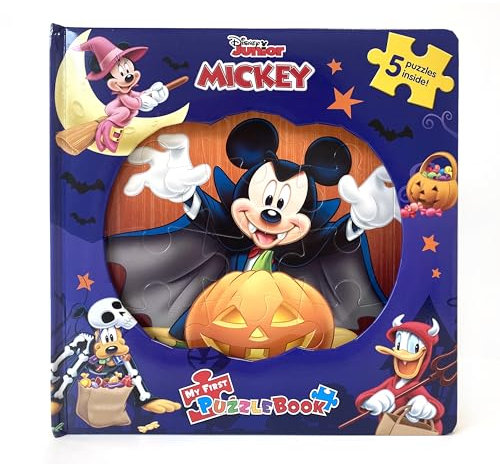 Disney Mickey Halloween My First Puzzle Book - Jigsaw Puzzles for kids, 10-page board book, 5 puzzles to enjoy